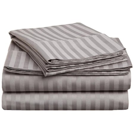 Impressions 300 Split King Sheet Set- Egyptian Cotton Stripe - Grey 300SKSH STGR